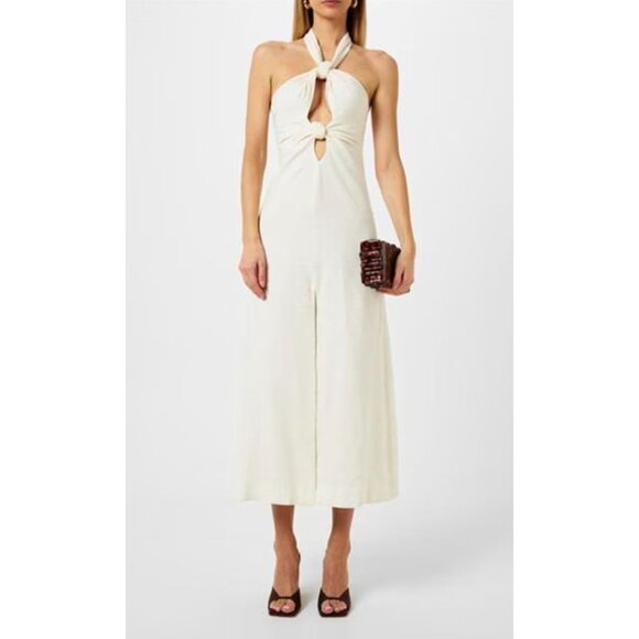 CULT GAIA Susana Maxi Dress Size Small Halter Midi Linen Cream - Picture 1 of 6